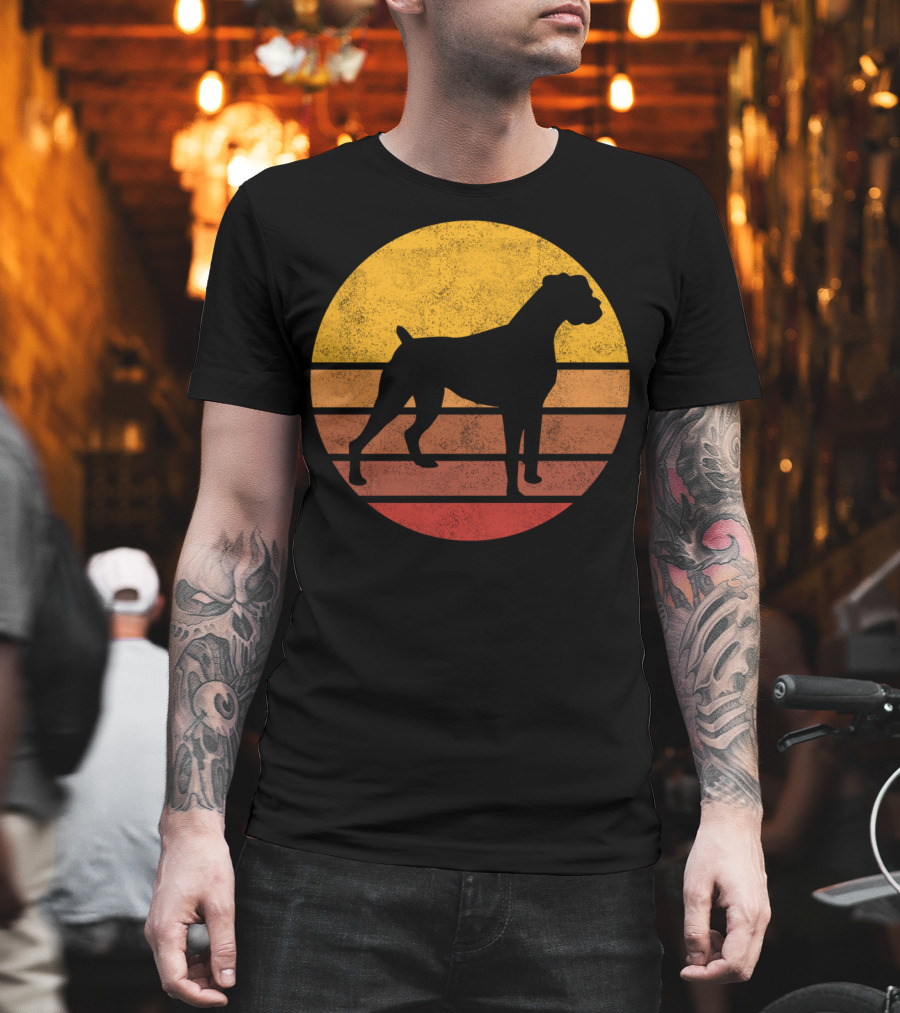 Vintage Sunset Boxer Dog T-Shirt