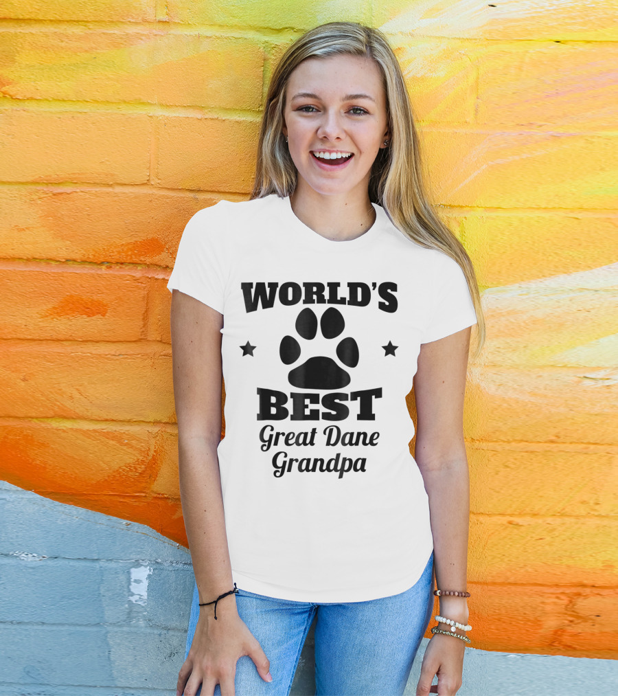 World's Best Great Dane Grandpa Paws And Stars T-Shirt