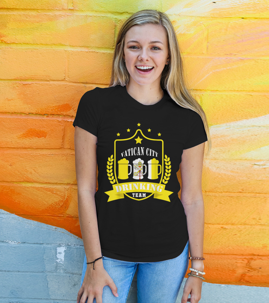 Vatican City Drinking Team Beer Crest Casual Teamwear T-Shirt