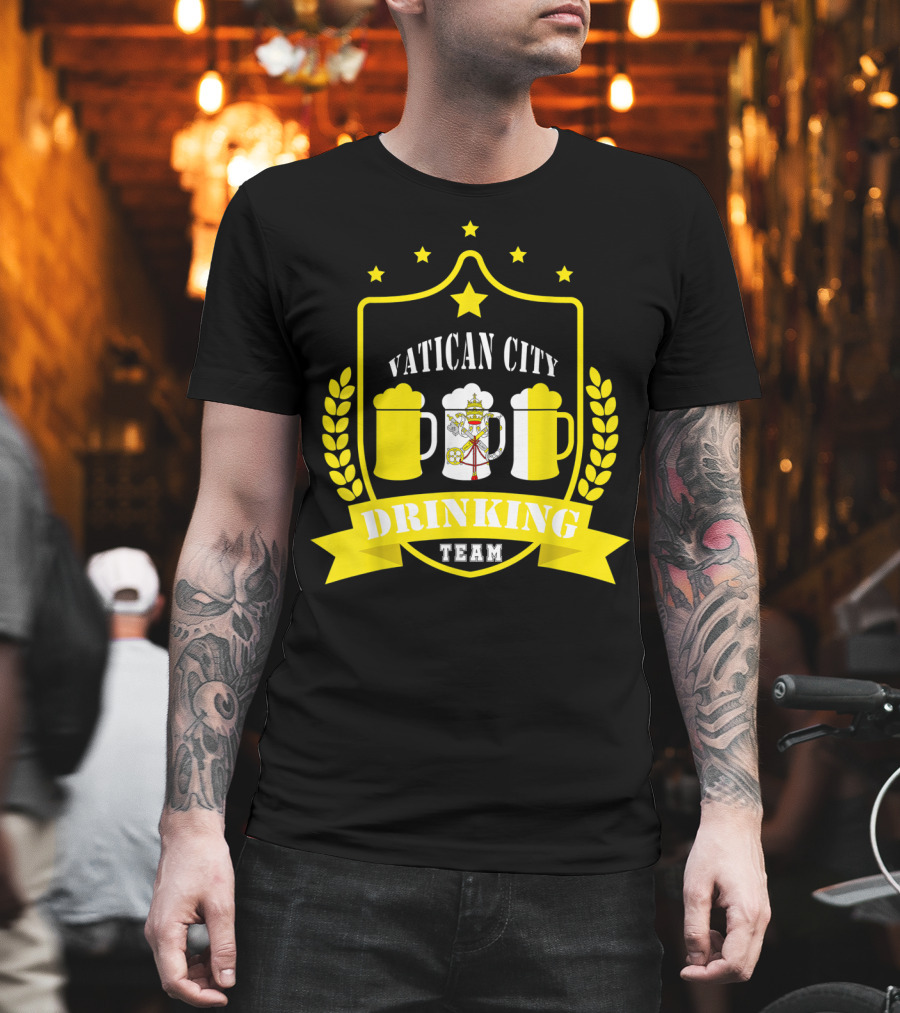 Vatican City Drinking Team Beer Crest Casual Teamwear T-Shirt