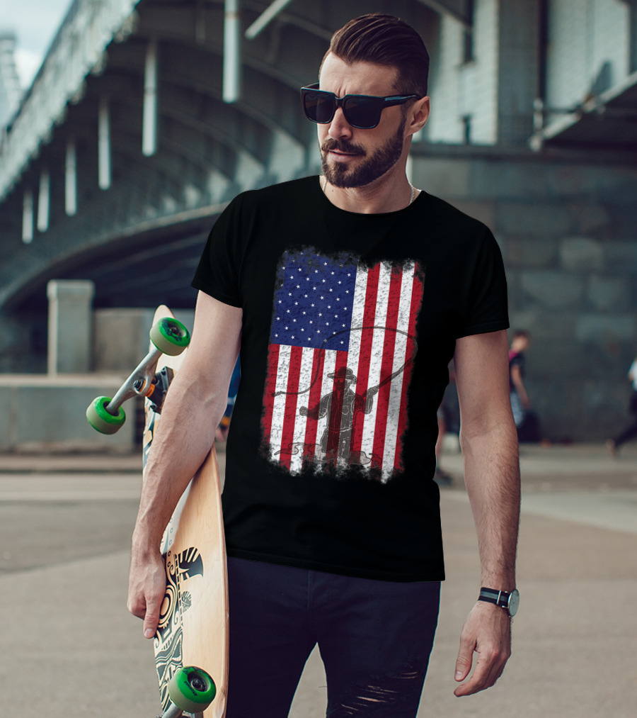 American Flag Fly Fishing Fisherman T-Shirt