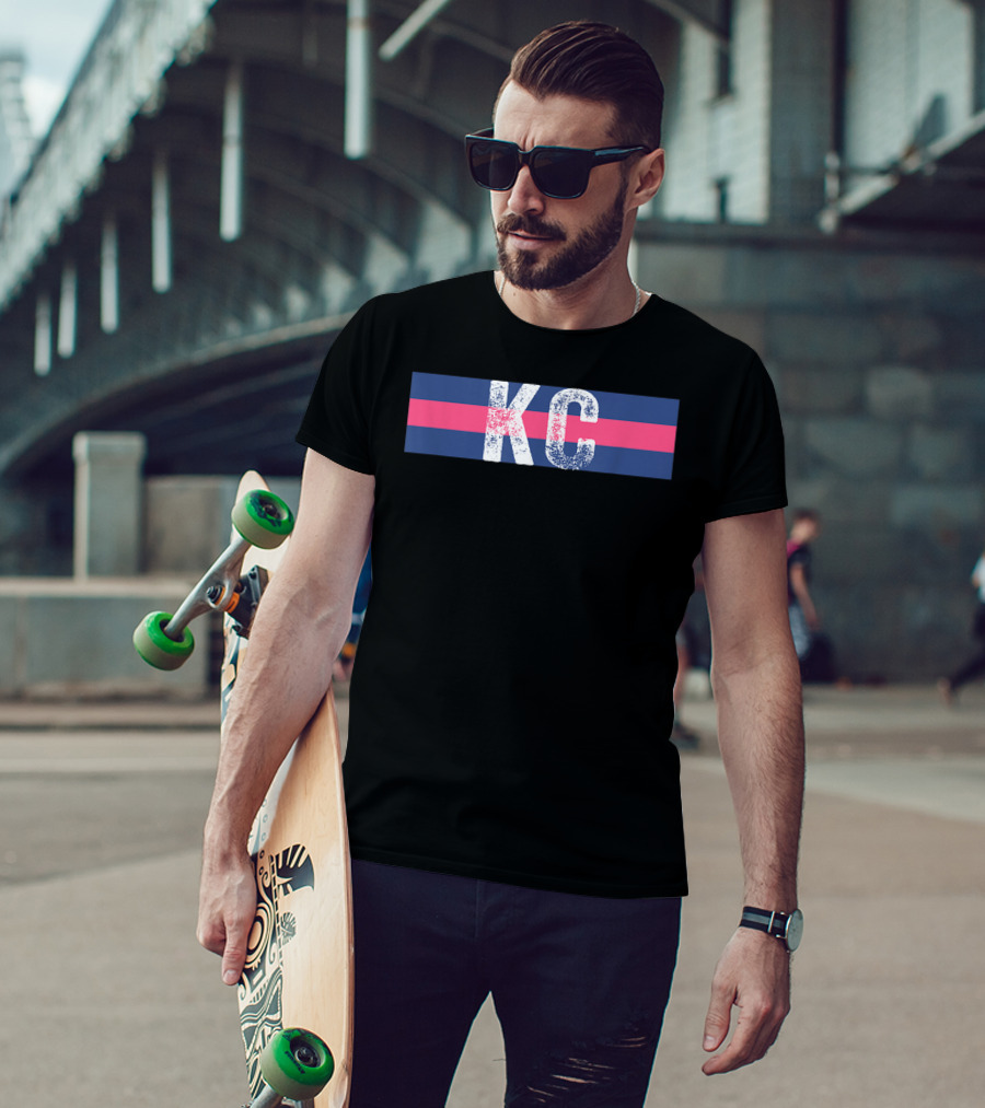 KC Royal Blue Pink Vintage Kansas City Stripes T-Shirt