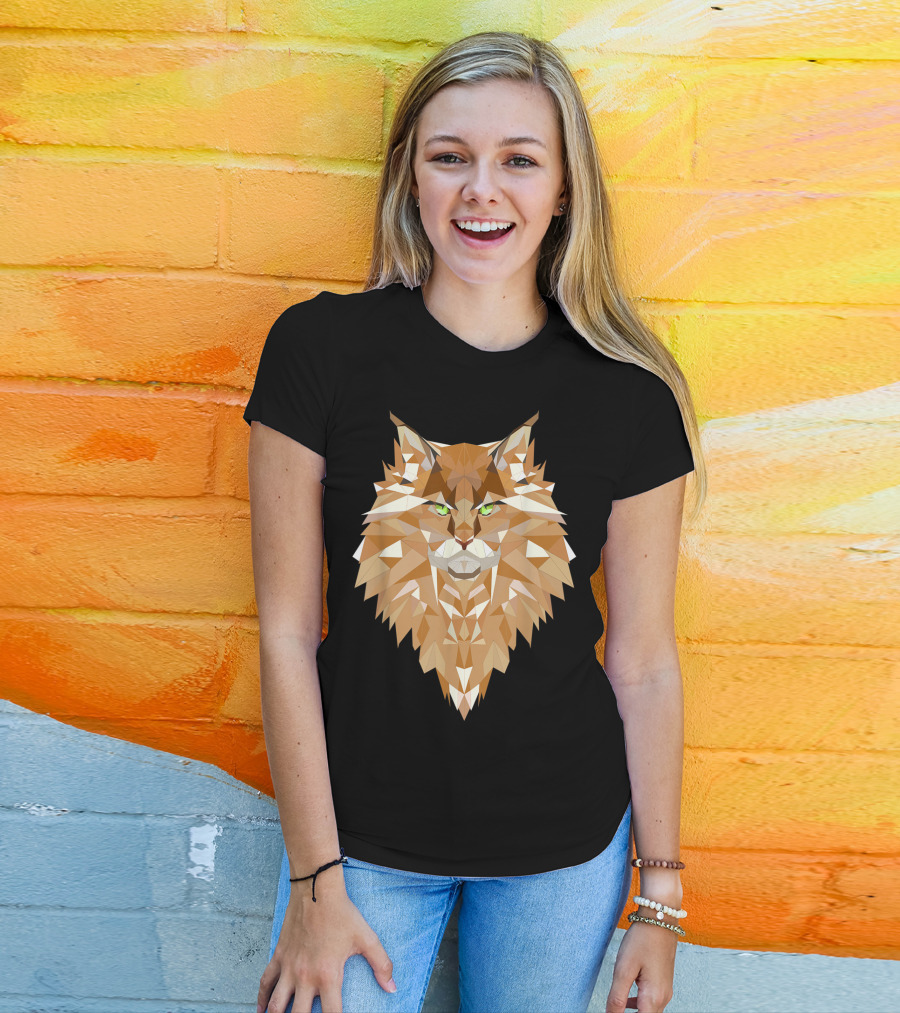 Maine Coon Cat Geometric T-Shirt