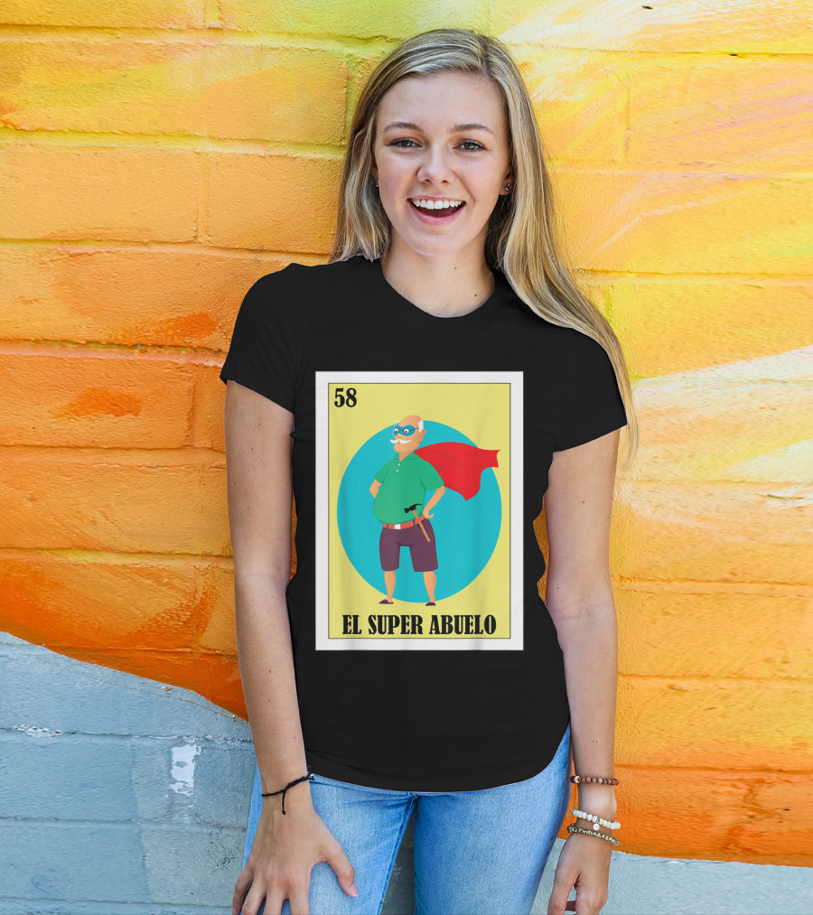 58 Mens Loteria El Super Abuelo Reg Hero Grandpa T-Shirt