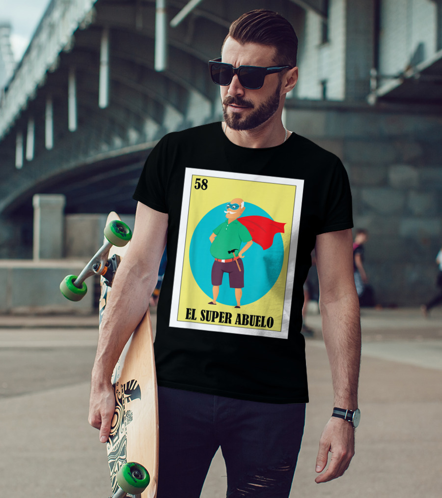 58 Mens Loteria El Super Abuelo Reg Hero Grandpa T-Shirt