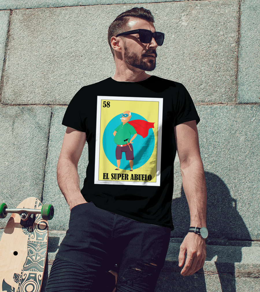 58 Mens Loteria El Super Abuelo Reg Hero Grandpa T-Shirt