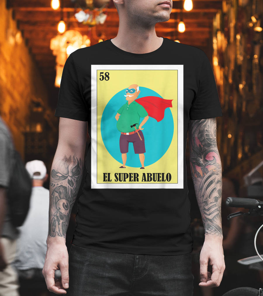 58 Mens Loteria El Super Abuelo Reg Hero Grandpa T-Shirt