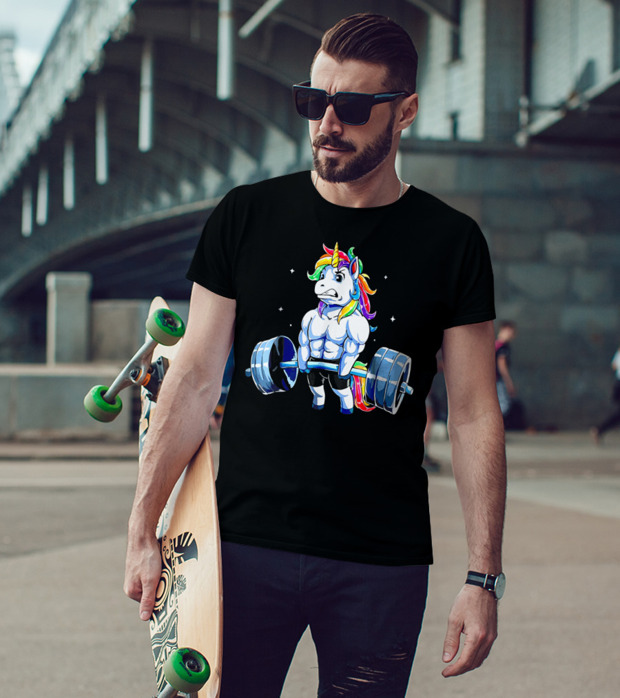 Muscle Unicorn Rainbow Powerlifting T-Shirt