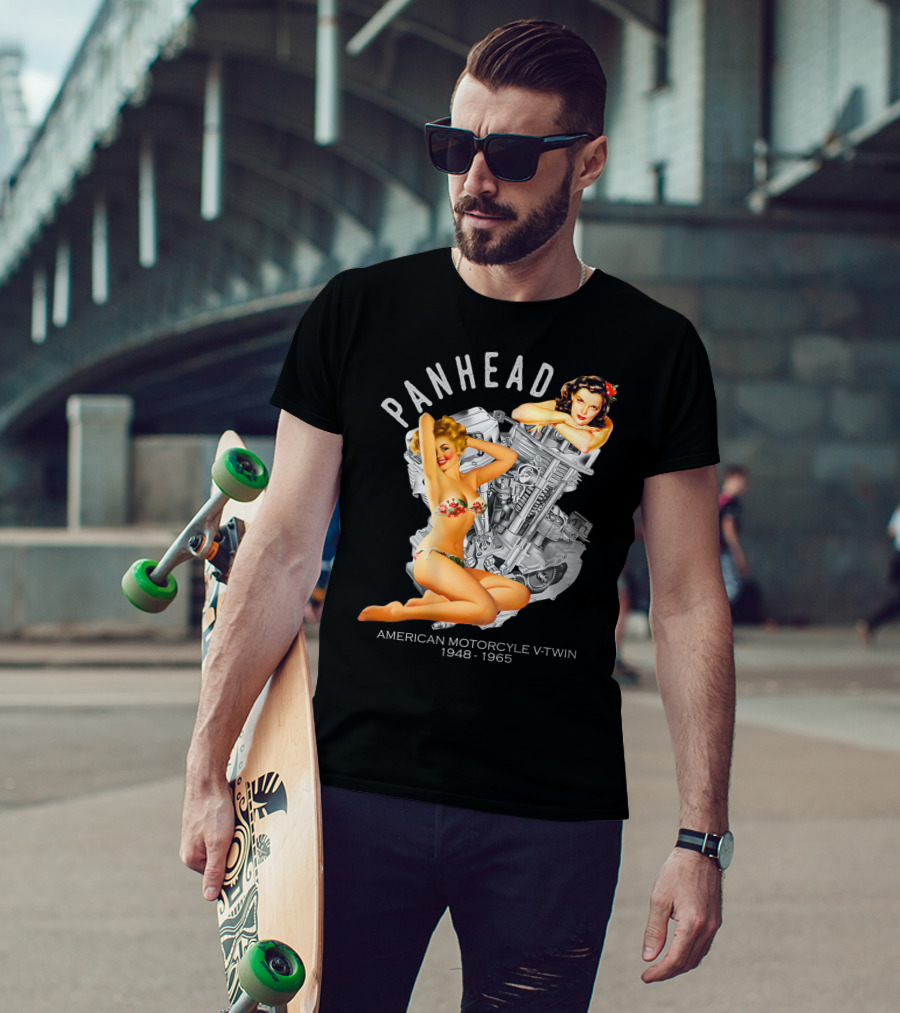 Panhead American Motorcycle V-Twin 1948-1965 Pinup T-Shirt