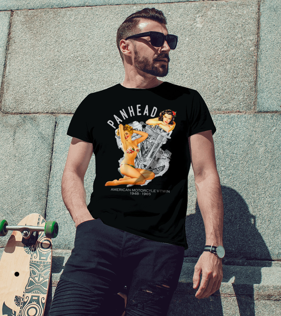 Panhead American Motorcycle V-Twin 1948-1965 Pinup T-Shirt