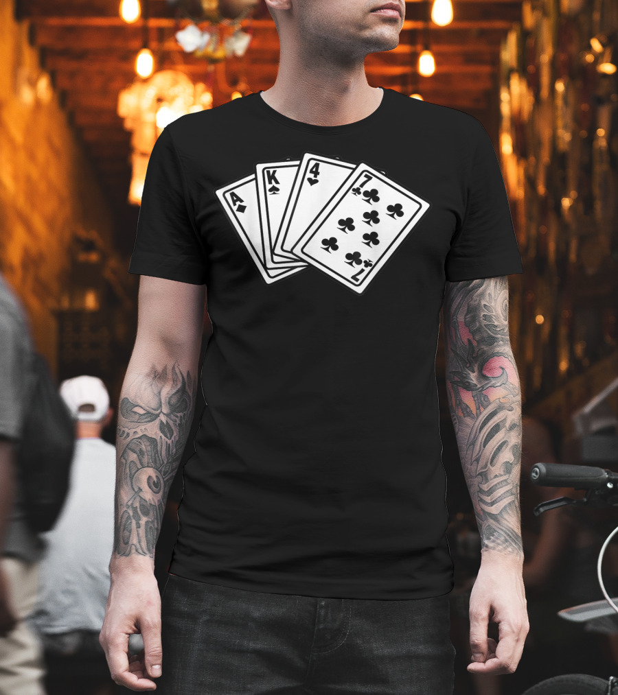 AK 47 Funny Poker Cards Playing Hand T-Shirt