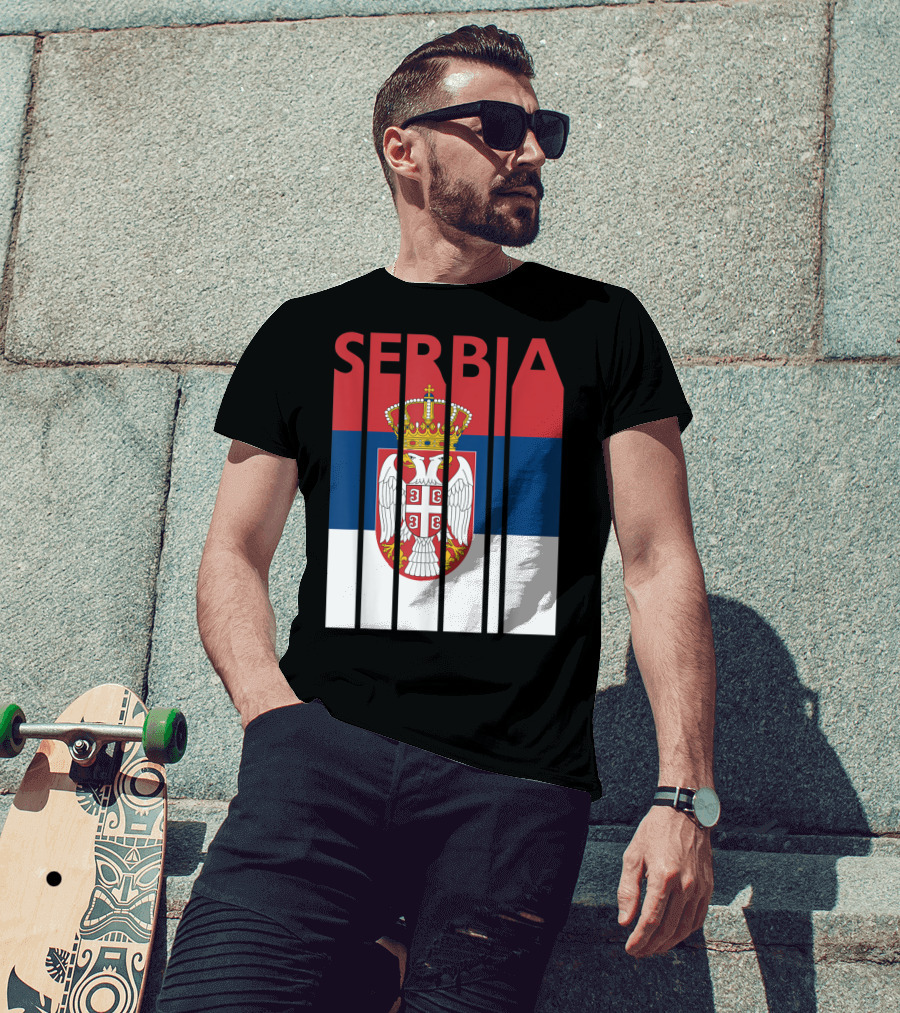 Serbia Vintage Flag Serbian Coat Of Arms T-Shirt