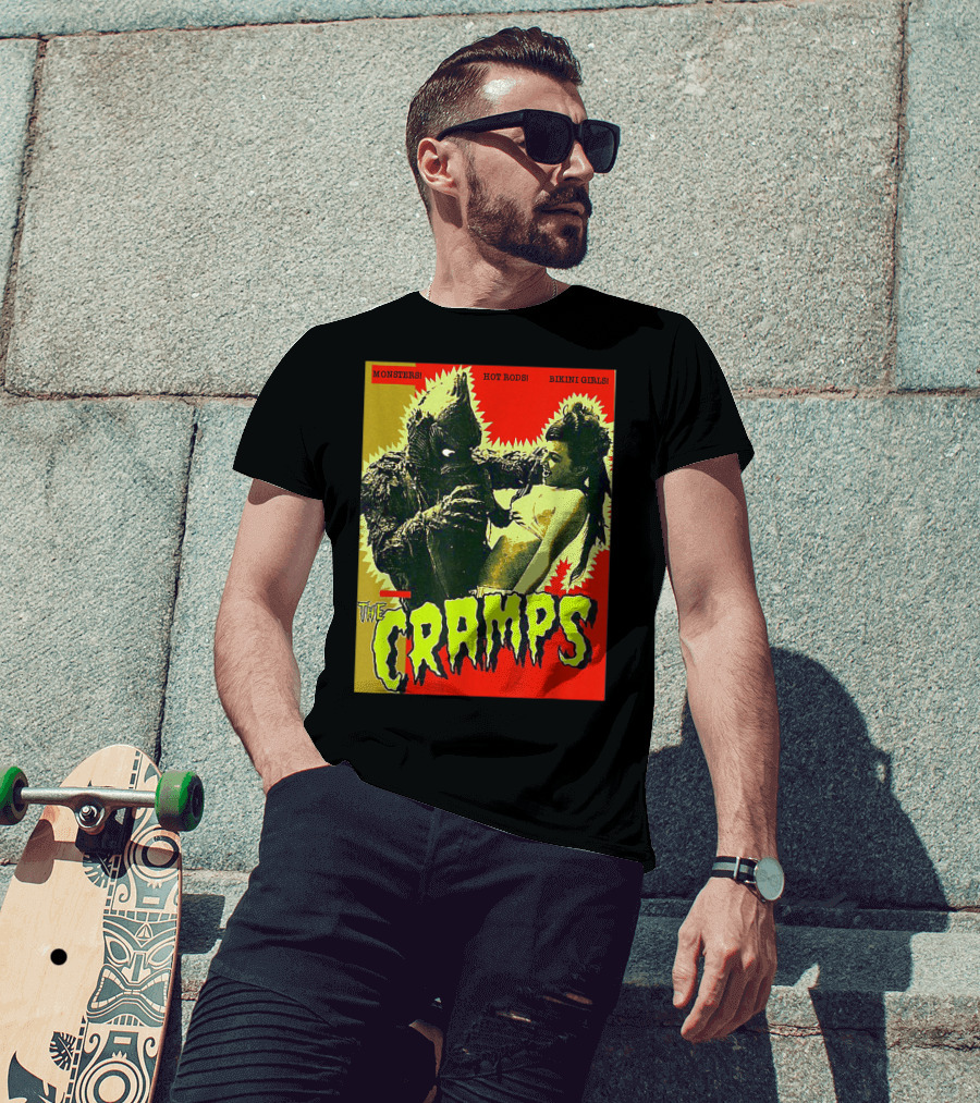 The Cramps Monsters Hot Rods Bikini Girls Punk Rock Band T-Shirt