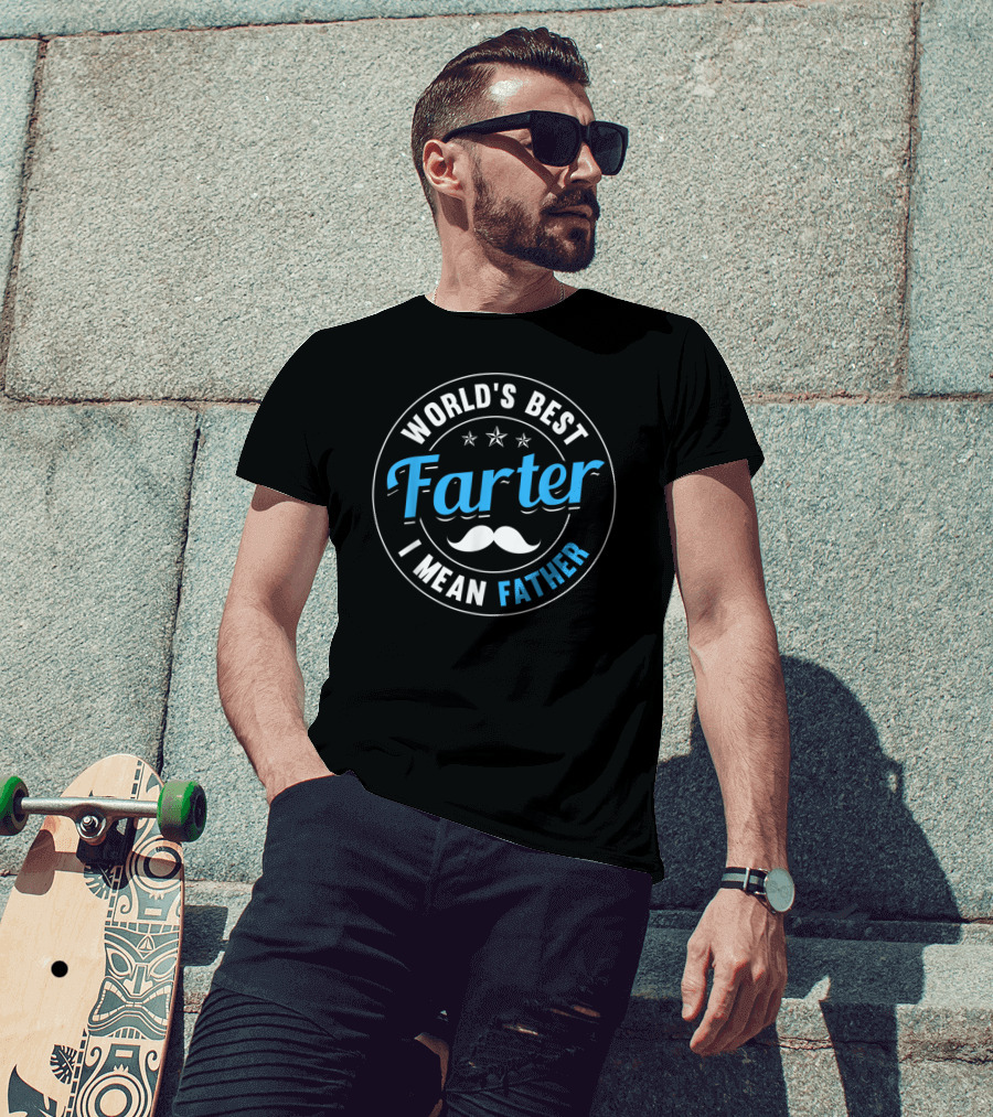 World's Best Farter I Mean Father Mustache Stars Father's Day T-Shirt