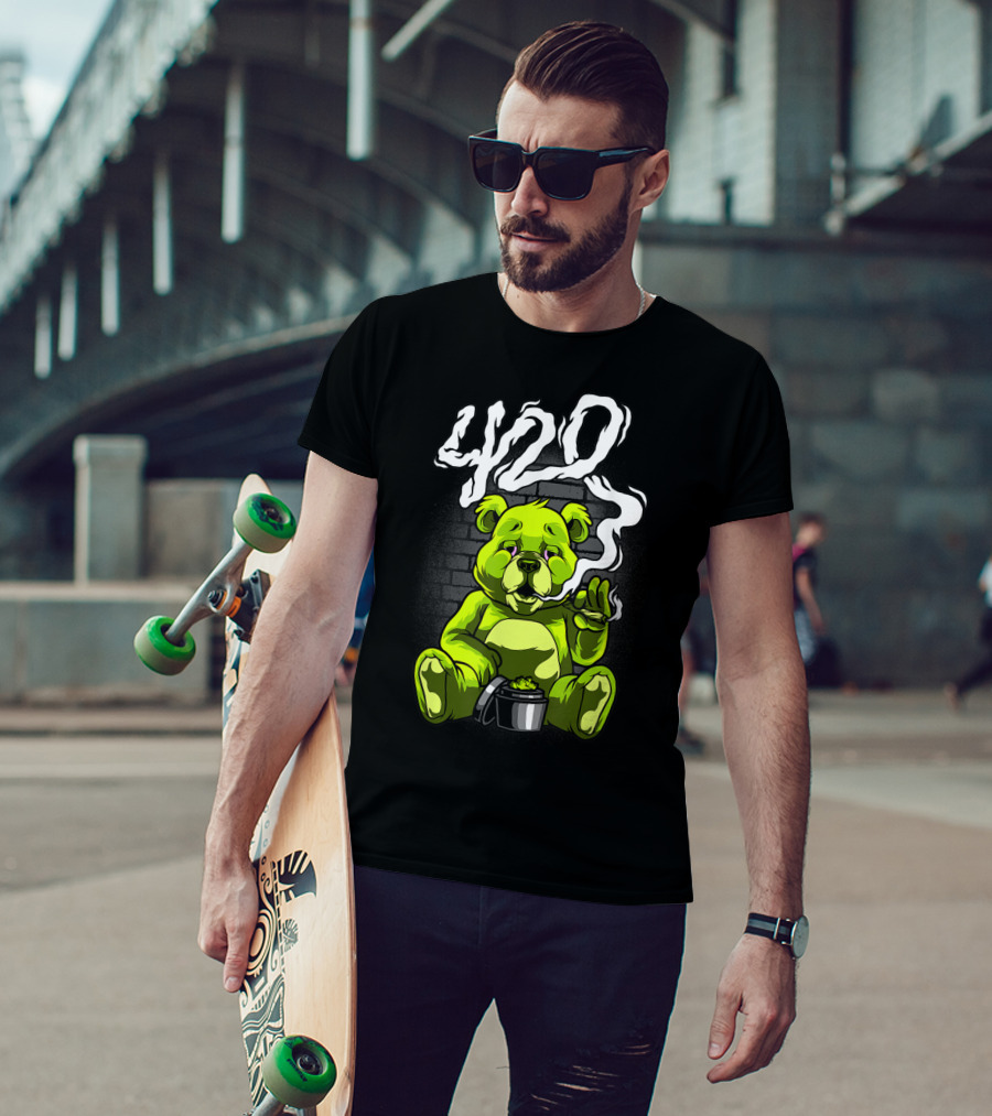 Cannabis Weed Bear Stoned Teddy 420 Joint T-Shirt