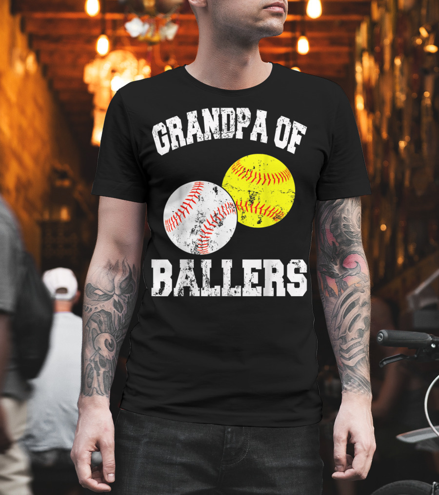 Grandpa of Ballers Funny Baseball Softball T-Shirt