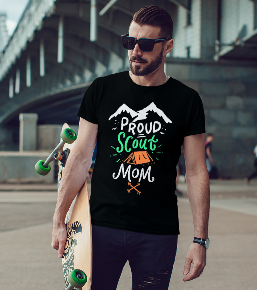 Proud Scout Mom Camping Leader Mountain Adventure T-Shirt