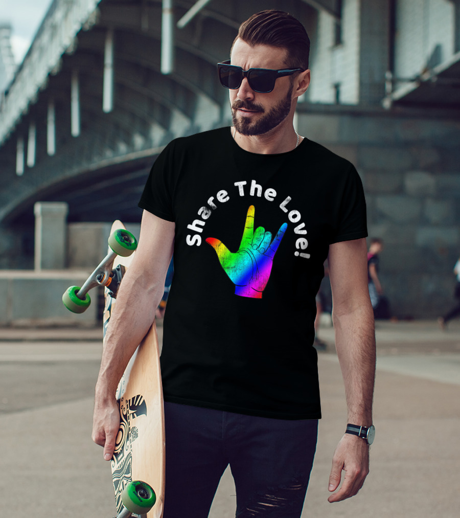 Share The Love Sign Language Rainbow Vintage Hand T-Shirt