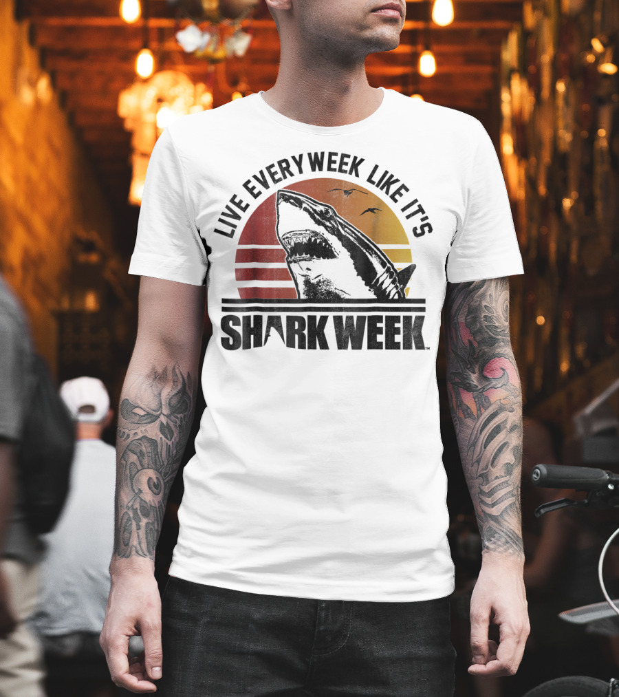 Live Every Week Like It's Shark Week Vintage Sunset T-Shirt