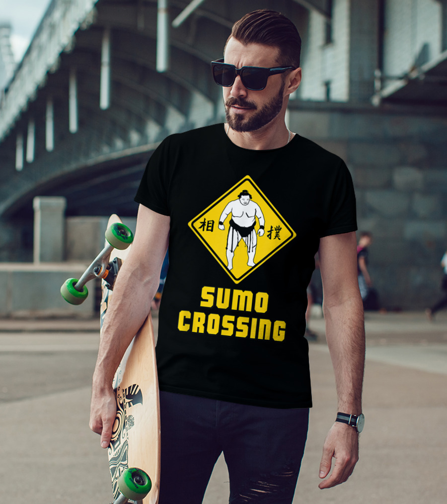 Sumo Crossing Sign Sumo Wrestling Iconic Warning Japan T-Shirt