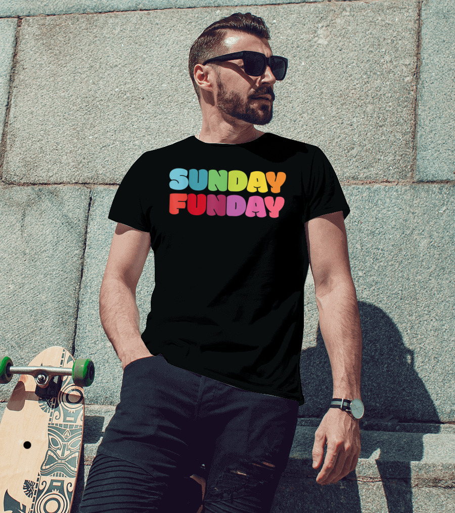 Sunday Funday Colorful Rainbow T-Shirt