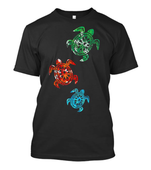 Turtles Save The Turtles Climate Change Green Red Blue T-Shirt
