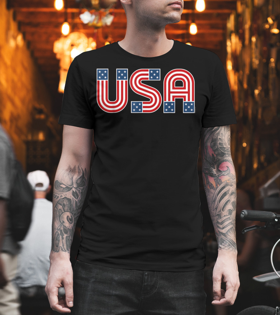USA Stars and Stripes Patriotic American Flag T-Shirt