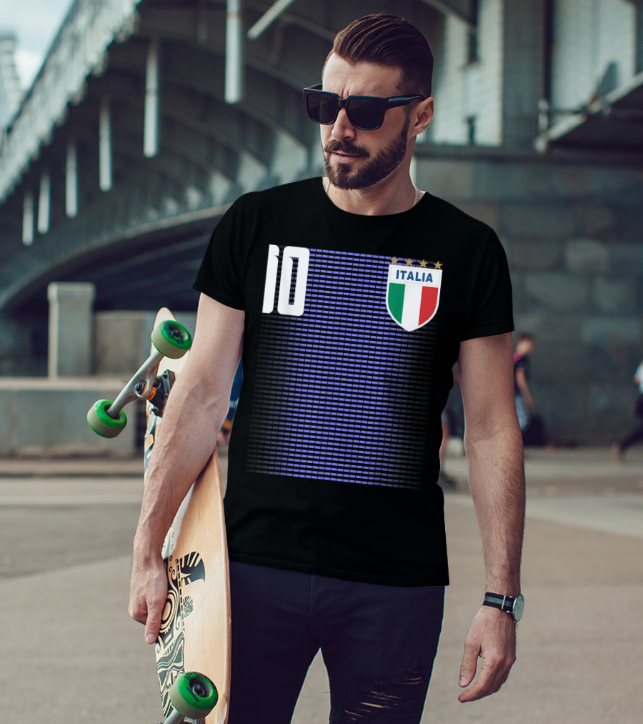 Italia Italian Italiano Italy Calcio Soccer Jersey Number 10 Crest With Stars T-Shirt
