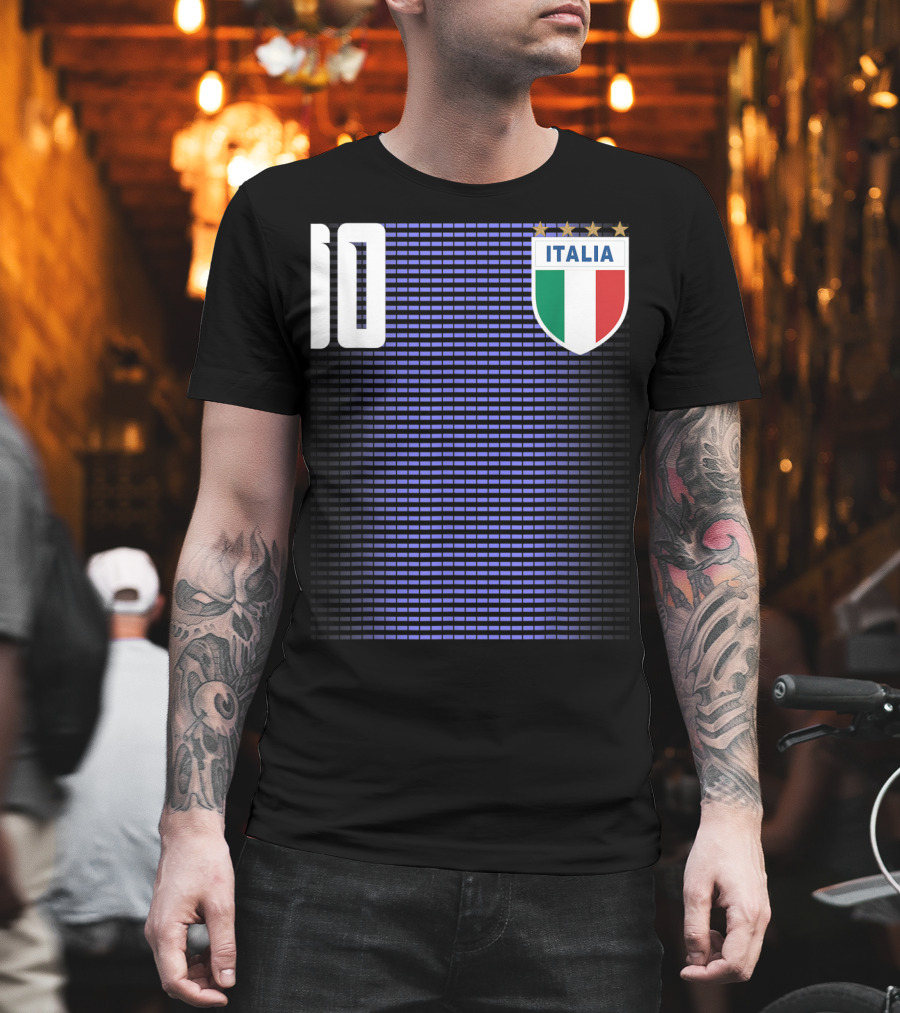 Italia Italian Italiano Italy Calcio Soccer Jersey Number 10 Crest with Stars T-Shirt