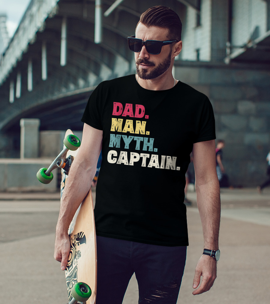 Dad Man Myth Captain Funny Father's Day Vintage T-Shirt
