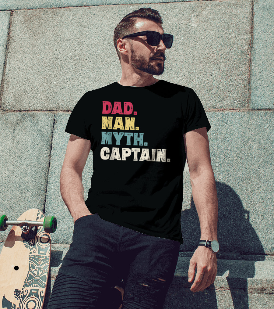 Dad Man Myth Captain Funny Father's Day Vintage T-Shirt