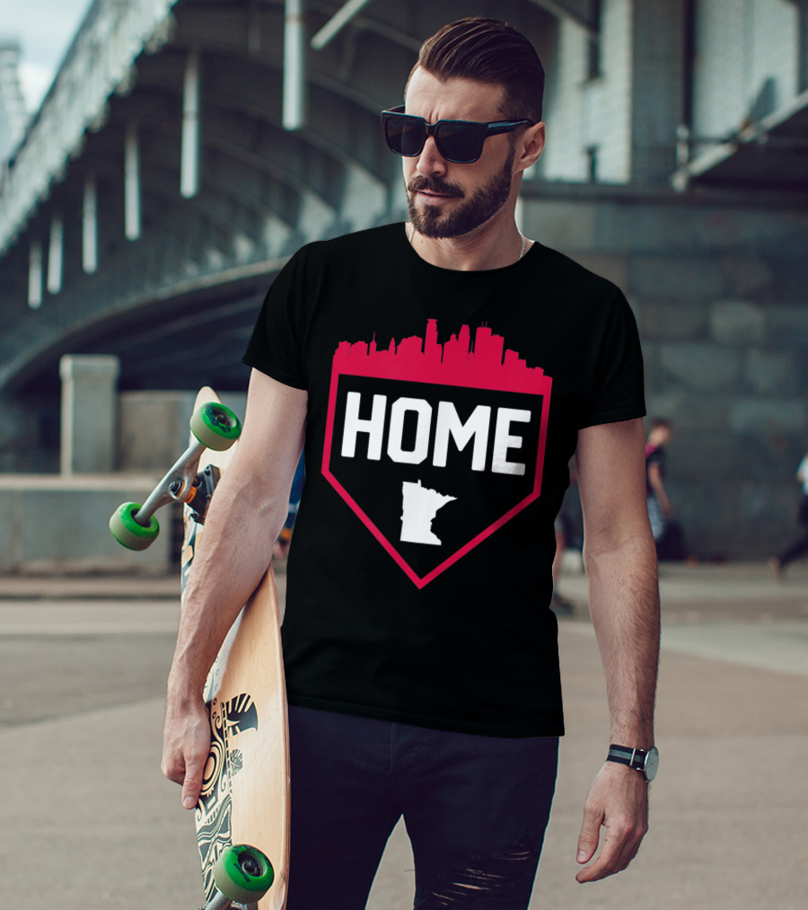 Minneapolis Minnesota Home Plate Baseball Skyline T-Shirt