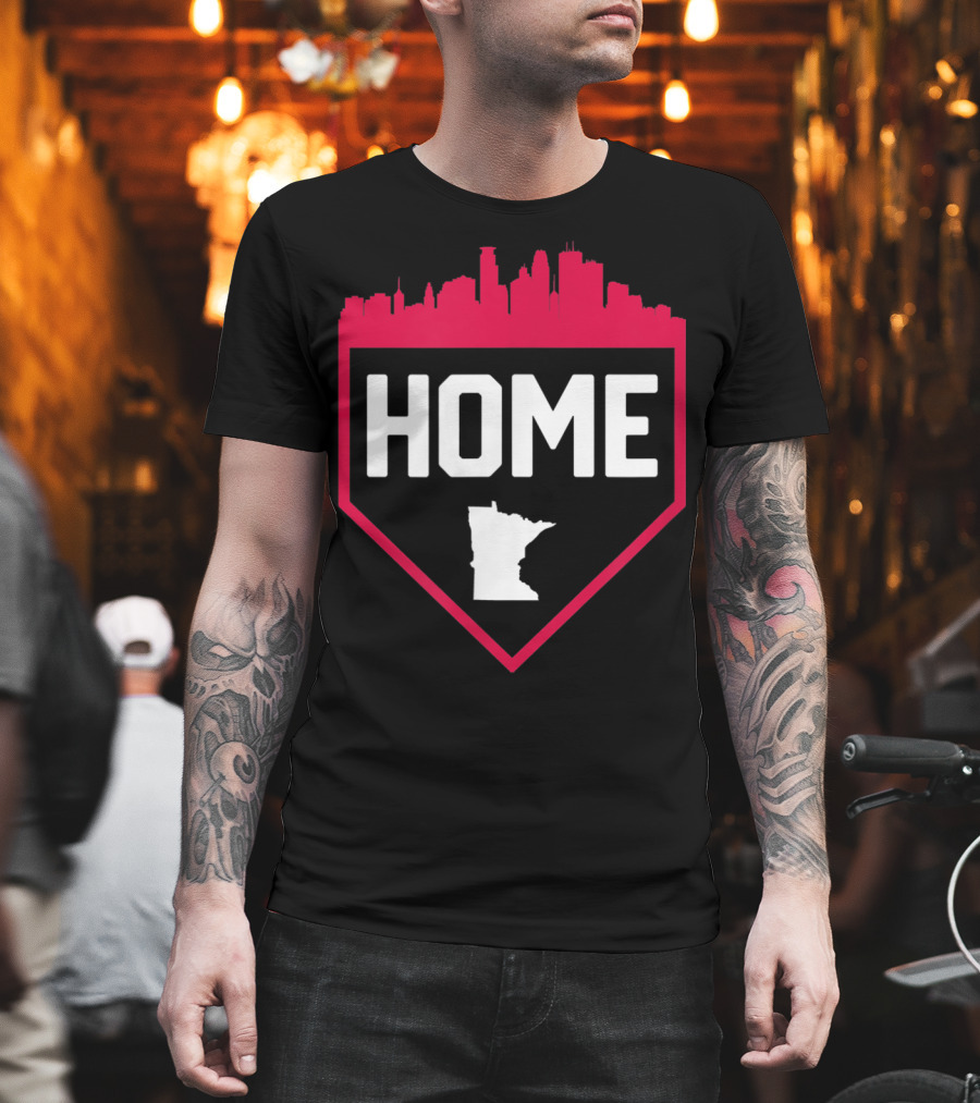 Minneapolis Minnesota Home Plate Baseball Skyline T-Shirt