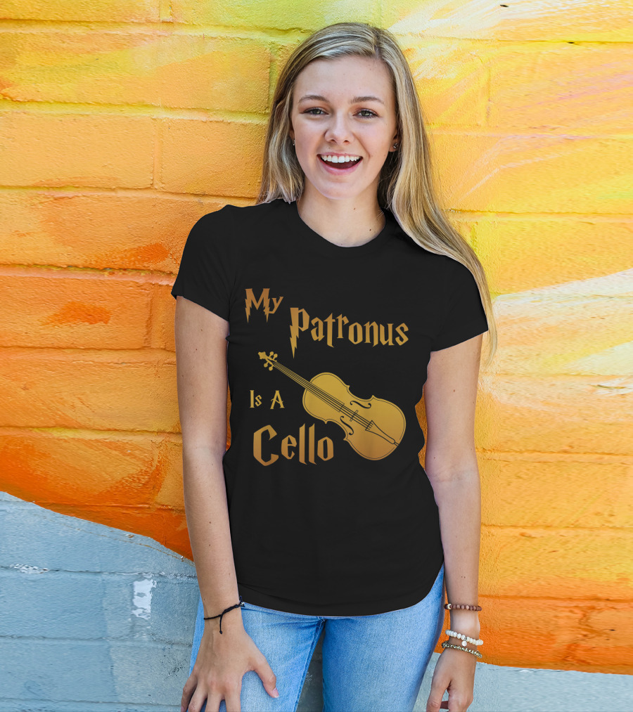 My Patronus Is A Cello For Cello Players With Lightning Font Inspired By Fantasy Magic T-Shirt