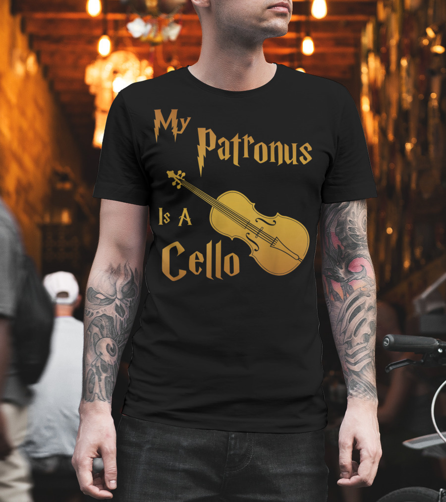 My Patronus Is A Cello for Cello Players with Lightning Font Inspired by Fantasy Magic T-Shirt