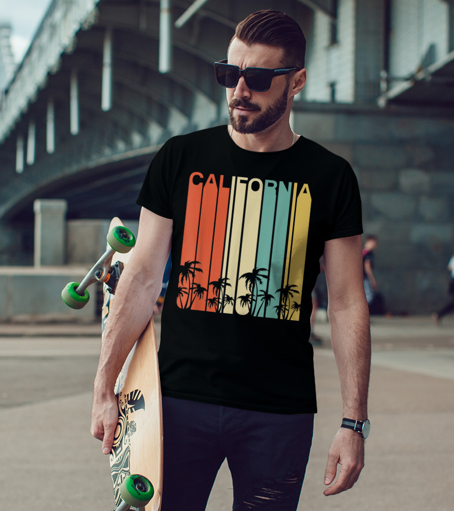 California Retro Surf Vintage 80s Beach Palms T-Shirt