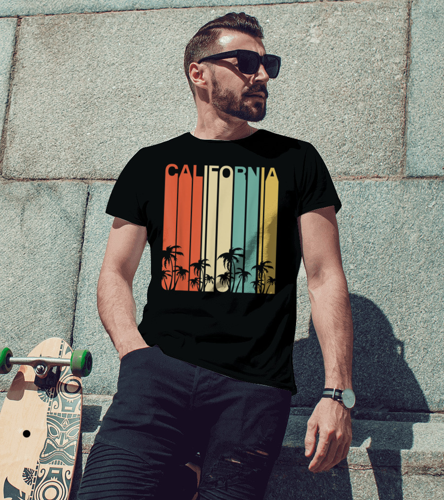 California Retro Surf Vintage 80s Beach Palms T-Shirt