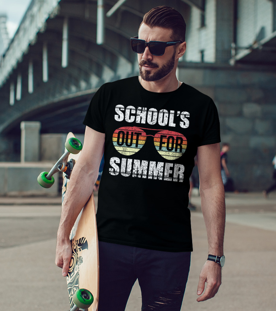 Retro Aviator Sunglasses School's Out For Summer Last Day Of School T-Shirt