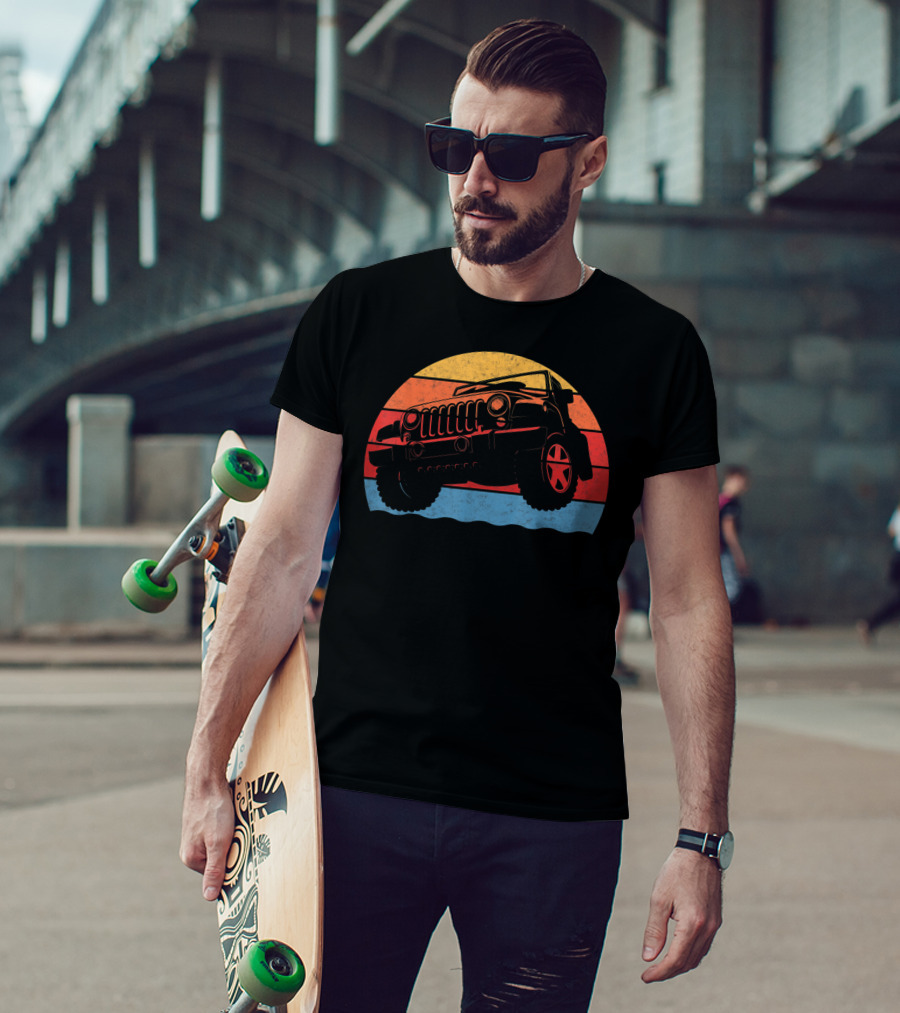Retro Vintage Jeeps Great 4x4 70s Sunset Stripes T-Shirt