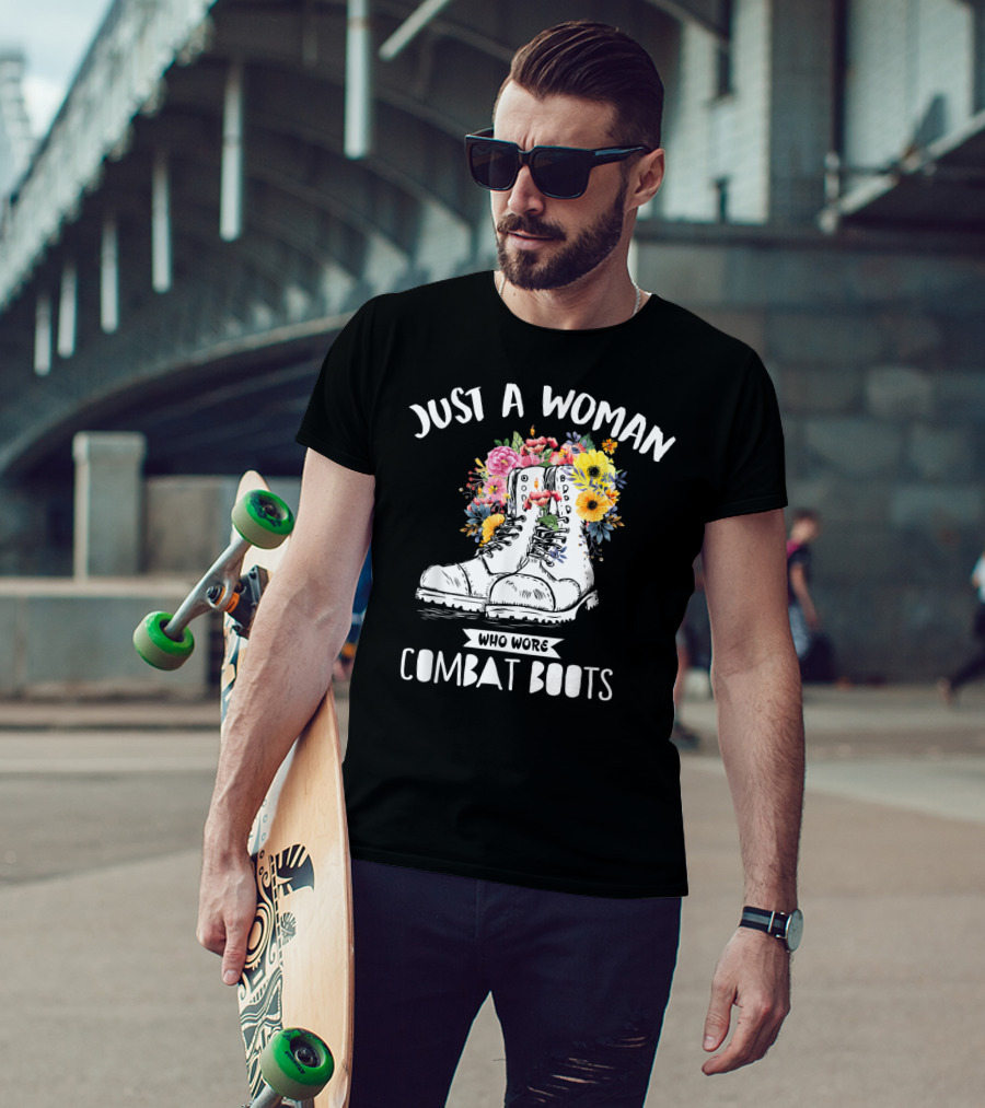 Just A Woman Who Wore Combat Boots Retro Vintage T-Shirt