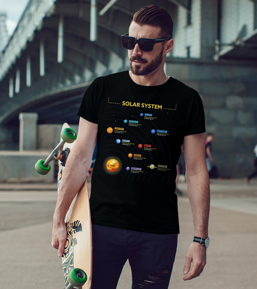 Solar System Sun Mercury Venus Earth Mars Jupiter Saturn Uranus Neptune Pluto T-Shirt