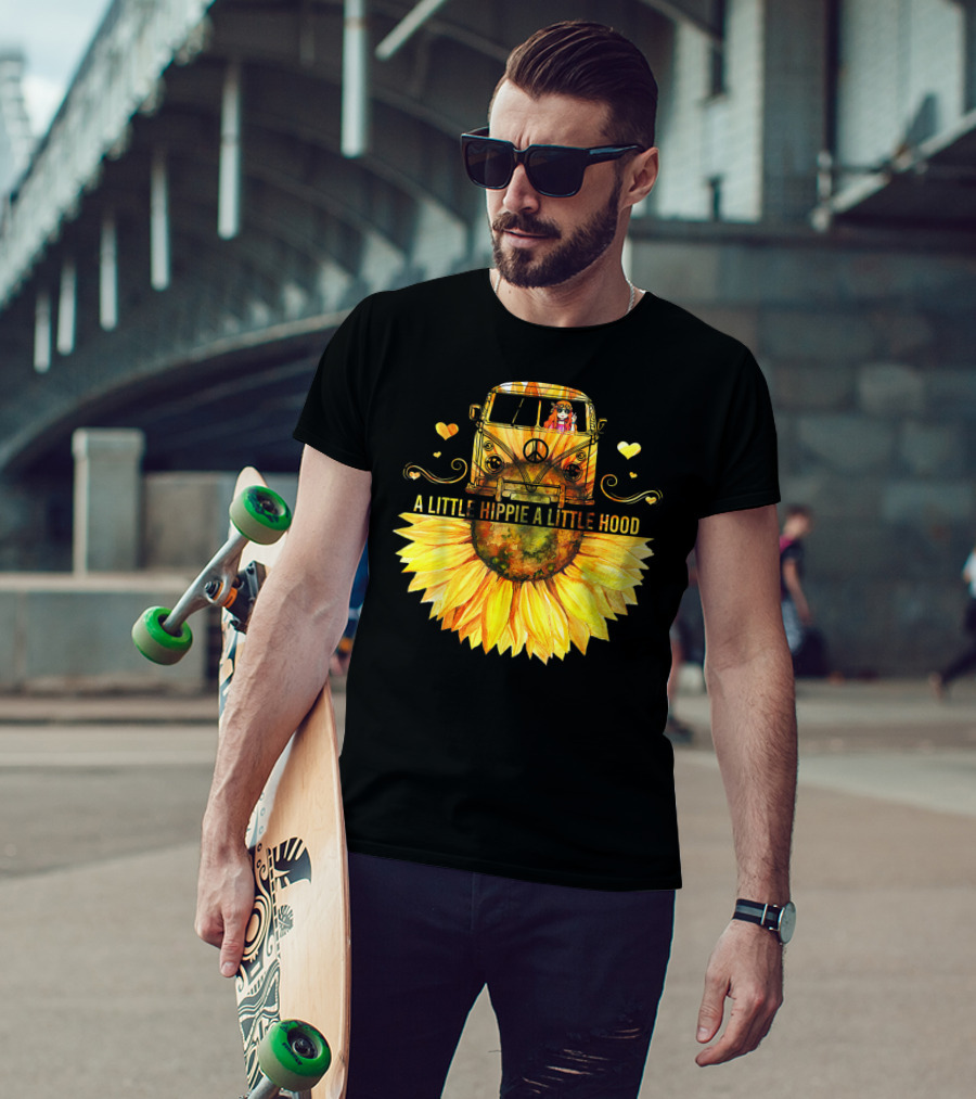 A Little Hippie A Little Hood Sunflower Bus Retro Vibes T-Shirt
