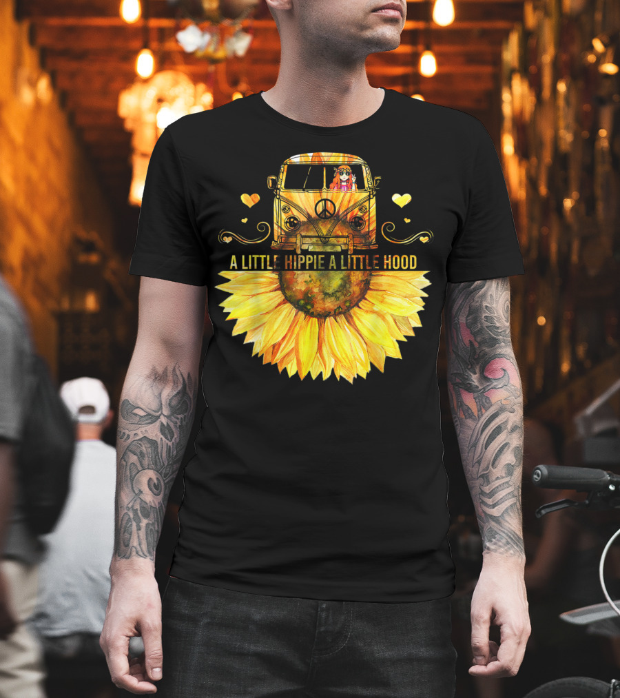 A Little Hippie A Little Hood Sunflower Bus Retro Vibes T-Shirt