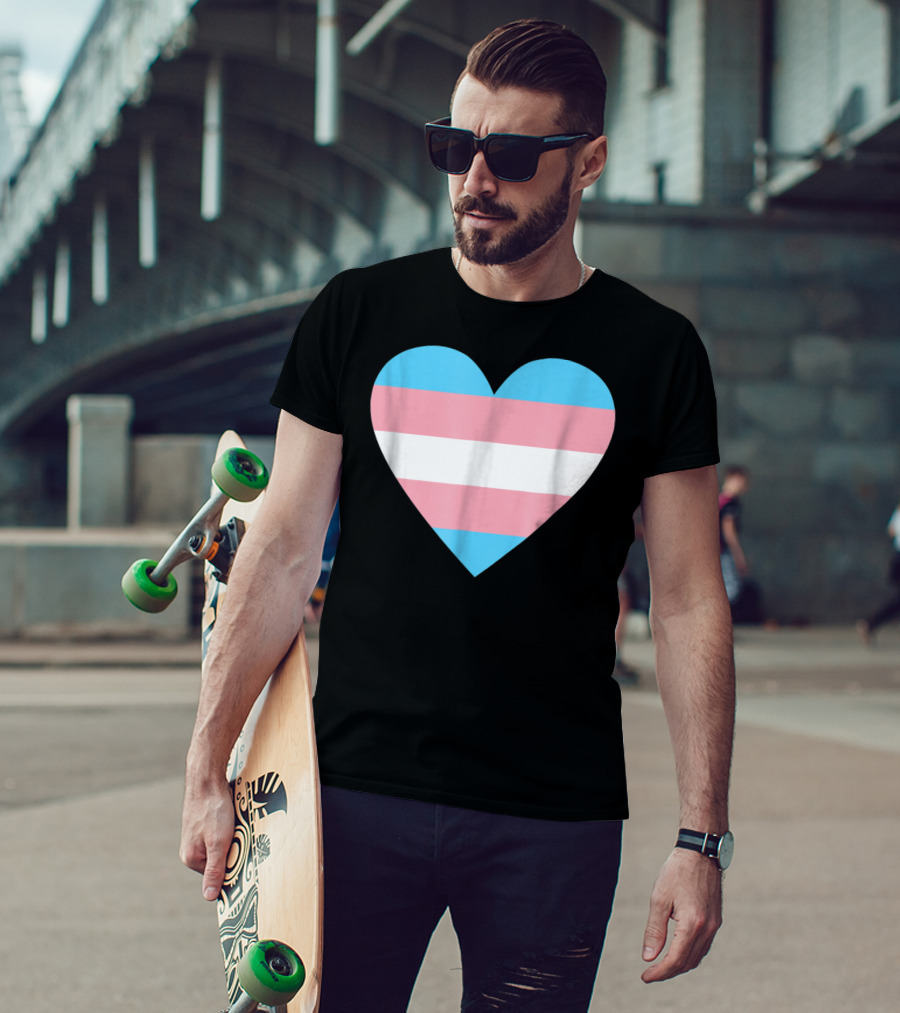 Transgender Flag Heart For Pride T-Shirt