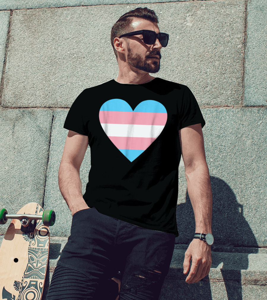 Transgender Flag Heart For Pride T-Shirt