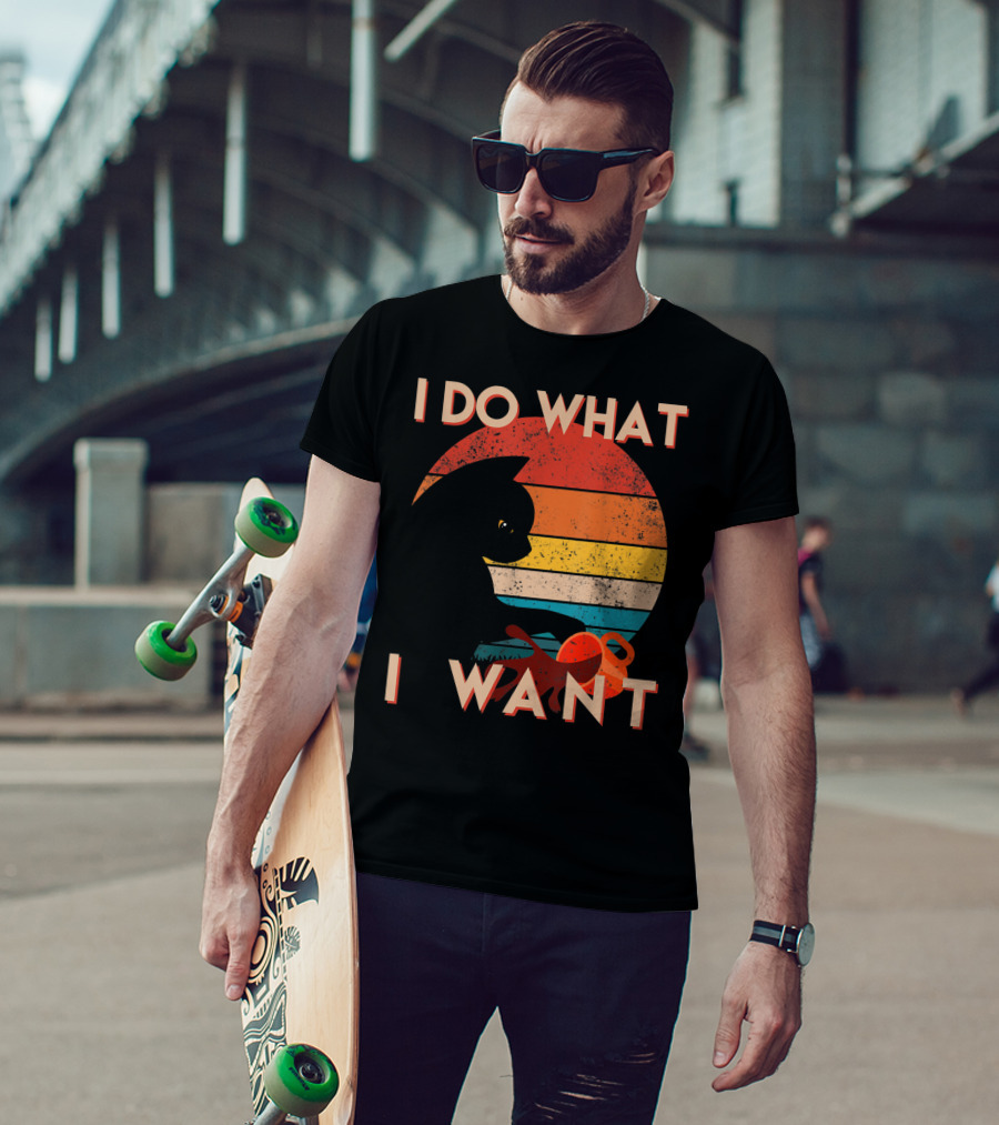 Vintage Cat I Do What I Want Retro Sunset Style Art Cat T-Shirt