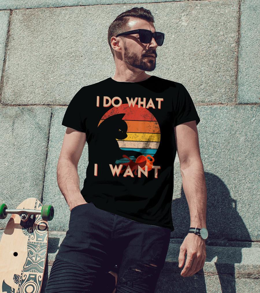 Vintage Cat I Do What I Want Retro Sunset Style Art Cat T-Shirt
