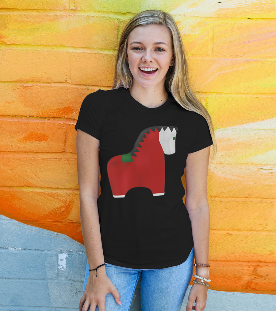 A Special Comic Horse Red Figurine With Black And White Mane T-Shirt