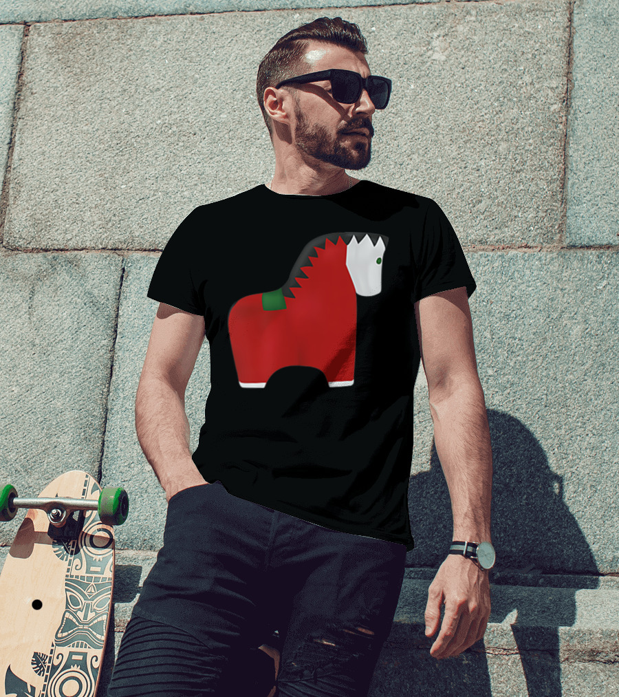 A Special Comic Horse Red Figurine With Black And White Mane T-Shirt