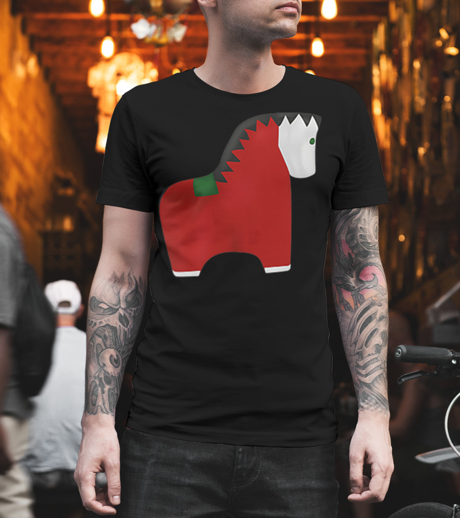 A Special Comic Horse Red Figurine With Black And White Mane T-Shirt